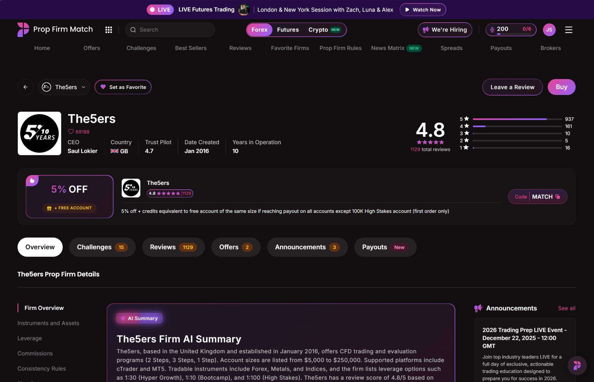 Dense 9-column live comparison table with no selection mechanism.